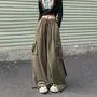 Couple Matching Drawstring Waist Plain Wide Leg Cargo Pants