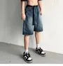 Mid Rise Washed Denim Shorts