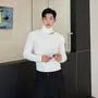 Long-Sleeve Turtleneck Plain Cutout T-Shirt