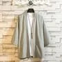 Elbow-Sleeve Plain Open Front Kimono Jacket