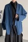 Plain Denim Lace-Up Kimono Jacket