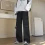 Mid Rise Plain Wide Leg Cargo Pants