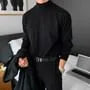 Long-Sleeve Mock Neck Plain T-Shirt