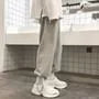 Drawstring Waist Plain Straight Leg Sweatpants