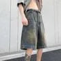Mid Rise Washed Denim Shorts