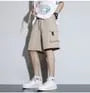 Drawstring Waist Plain Cargo Shorts