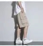 Drawstring Waist Plain Cargo Shorts