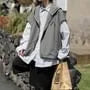 Hooded Plain Zip Vest