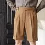Mid Waist Plain Wide Leg Dress Shorts