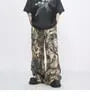 High Waist Camo Print Wide Leg Cargo Pants