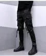 Mid Rise Plain Buckled Cropped Harem Cargo Pants