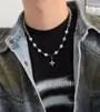 Star Pendant Faux Gemstone Bead Stainless Steel Necklace