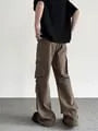 High Waist Plain Wide Leg Cargo Pants