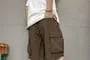 Drawstring Waist Plain Wide Leg Cargo Shorts
