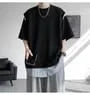 Short Sleeve Round Neck Pinstriped Patchwork T-Shirt