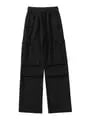 Drawstring Waist Plain Corduroy Straight Leg Cargo Pants
