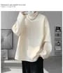 Long-Sleeve Mock Neck Plain Fleece-Lined T-Shirt