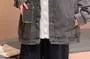 Mock Two-Piece Hooded Button-Up Denim Jacket