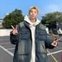 Stand Collar Washed Zip Denim Puffer Jacket