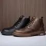 Faux Leather Lace-Up Ankle Boots