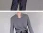 Long-Sleeve Notch Neck Plain T-Shirt