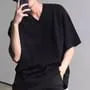 Short Sleeve V-Neck Plain Oversized T-Shirt