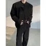 Stand Collar Asymmetrical Button-Up Plain Blazer