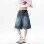 Mid Rise Washed Distressed Wide Leg Jorts