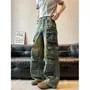 High Waist Washed Wide Leg Cargo Jeans