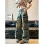 High Waist Washed Wide Leg Cargo Jeans