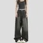 Couple Matching Mid Waist Striped Washed Distressed Baggy Jeans