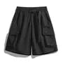 Elastic Waist Plain Wide Leg Cargo Shorts