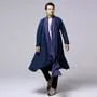 Plain Tie Waist Asymmetrical Long Light Jacket