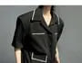 Short-Sleeve Plain Rhinestone Single-Breasted Light Jacket