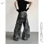 Mid Rise Camo Print Wide Leg Cargo Jeans