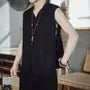 V-Neck Frog Buttoned Plain Vest