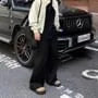 Mid Rise Plain Wide Leg Sweatpants