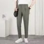 Mid Rise Plain Cropped Tapered Dress Pants