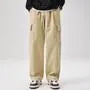 Drawstring Waist Plain Wide Leg Cargo Pants