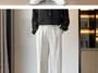 Mid Rise Plain Straight Leg Dress Pants
