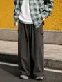 Mid Rise Plain Wide Leg Cargo Pants