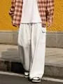 Mid Rise Plain Wide Leg Cargo Pants