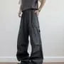 High Waist Plain Wide Leg Cargo Pants