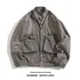 Stand Collar Buckled Washed Denim Button Jacket