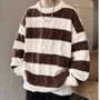 Crew Neck Striped Cable-Knit Oversized Sweater