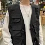 V-Neck Plain Zip Vest