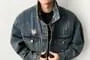 Collared Washed Button-Up Denim Jacket