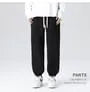 Drawstring Waist Plain Fleece Lined Sweatpants
