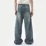 Mid Rise Washed Distressed Wide Leg Jeans
