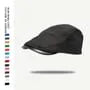 Faux Leather Brim Faux Suede Flat Cap